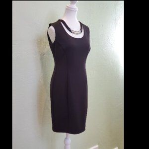 En Focus Studio Black Dress with Built-in Necklace